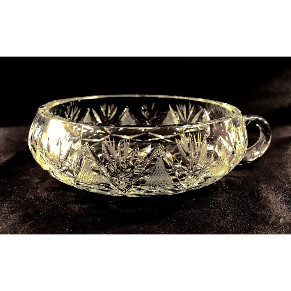 Cut Crystal Dessert / Wine Bottle Coaster/ Nappy / Trinket Dish, MF Unknown